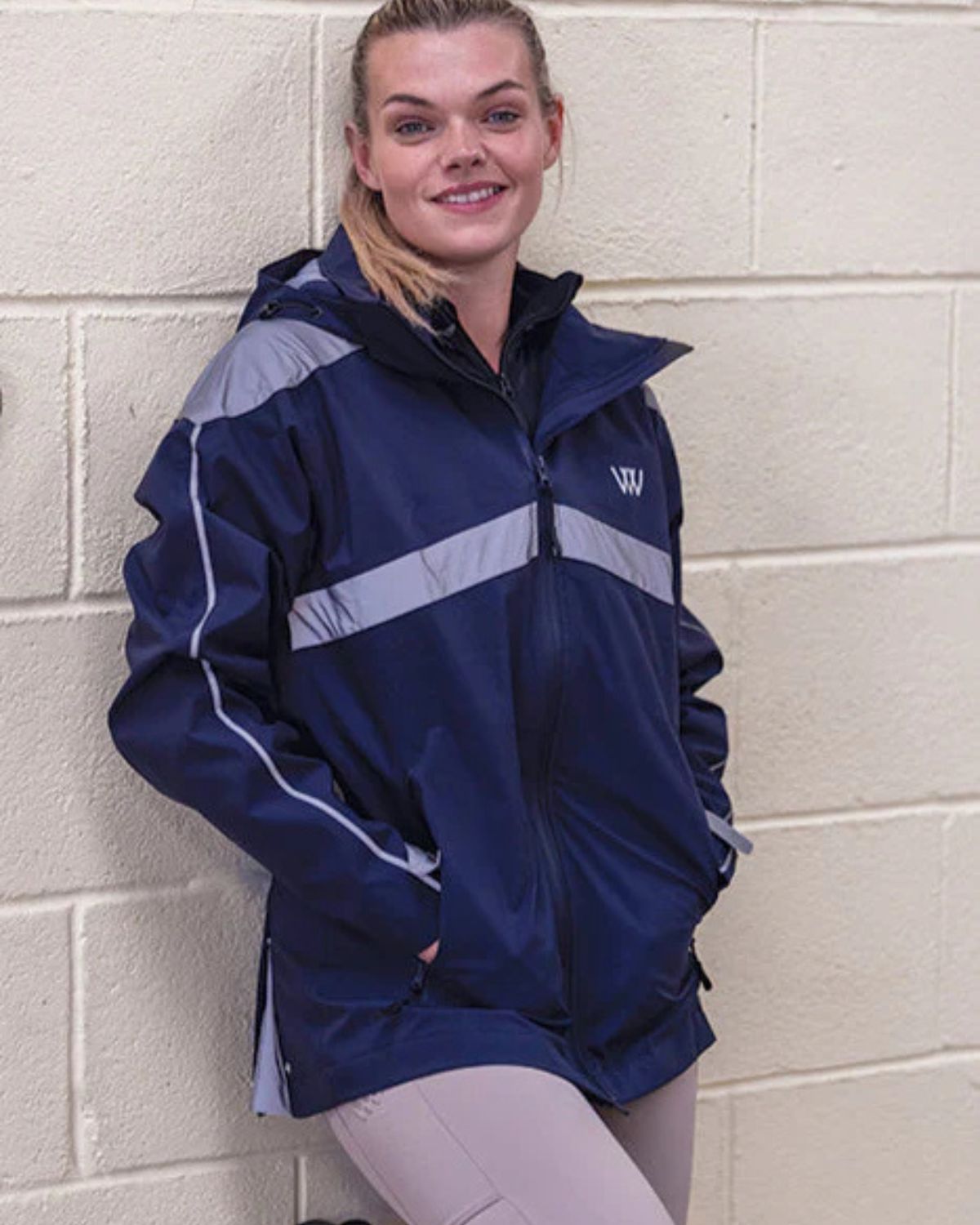 Woof Wear All Season Riding Jacket - Navy Waterproof Equestrian Coat for Women - Equiflair