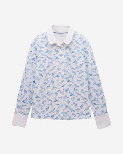 Joules Charlotte Blue Pheasants Printed Jersey Shirt