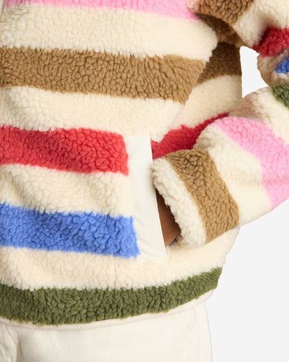 Joules Cream Multi Bright Striped Borg Fleece Jacket | Equiflair