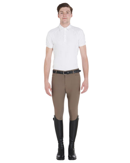 Equestro Men's Slim Fit Grip Breeches With Logo Walnut