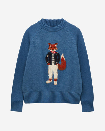 Joules Mariner Blue Intarsia Cotton-Rich Crew Neck Jumper