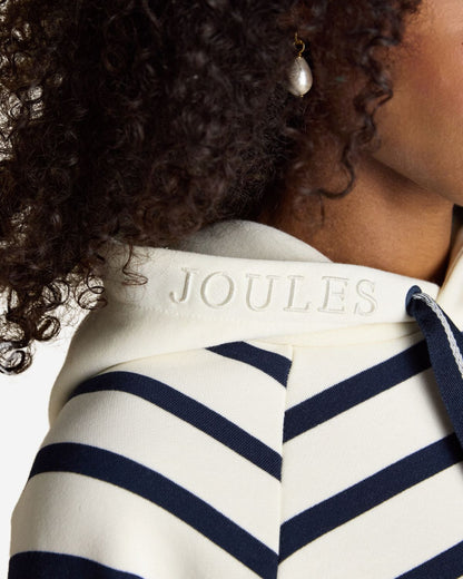 Joules Milbourne Cream & Navy Striped Cotton Blend Hoodie
