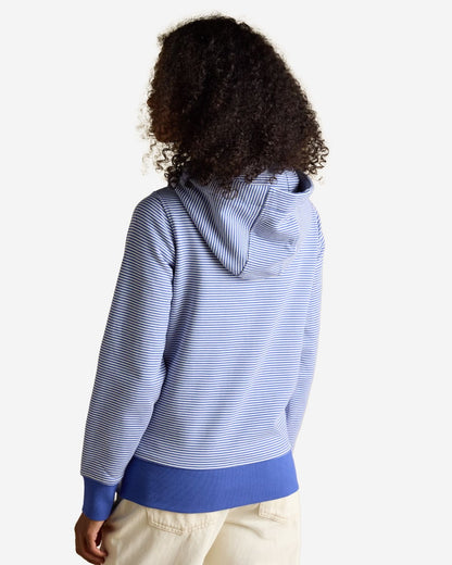 Joules Rushton Blue & White Striped Cotton Cowl Neck Hoodie | Equiflair