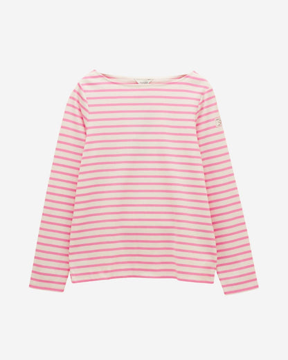 Joules Harbour Cream & Pink Striped Boat Neck Long Sleeve Breton Top | Equiflair