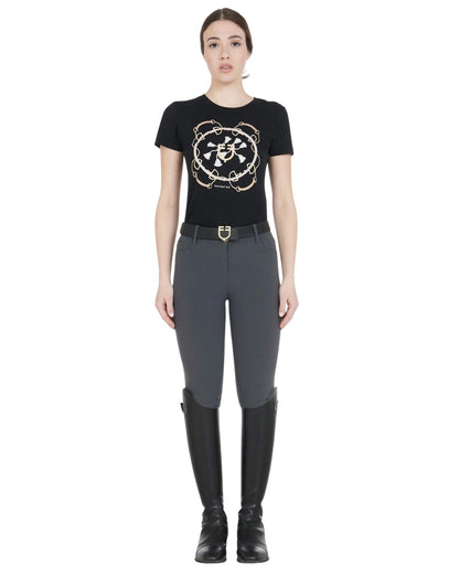 Equestro Women's Slim Fit Grip Breeches With Logo Asphalt