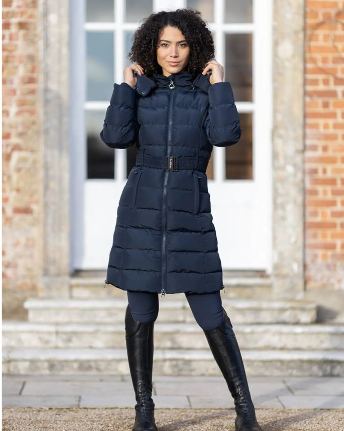Lemieux Gina Navy Three Quarter Padded Winter Coat for Women | Stylish Riding Coat