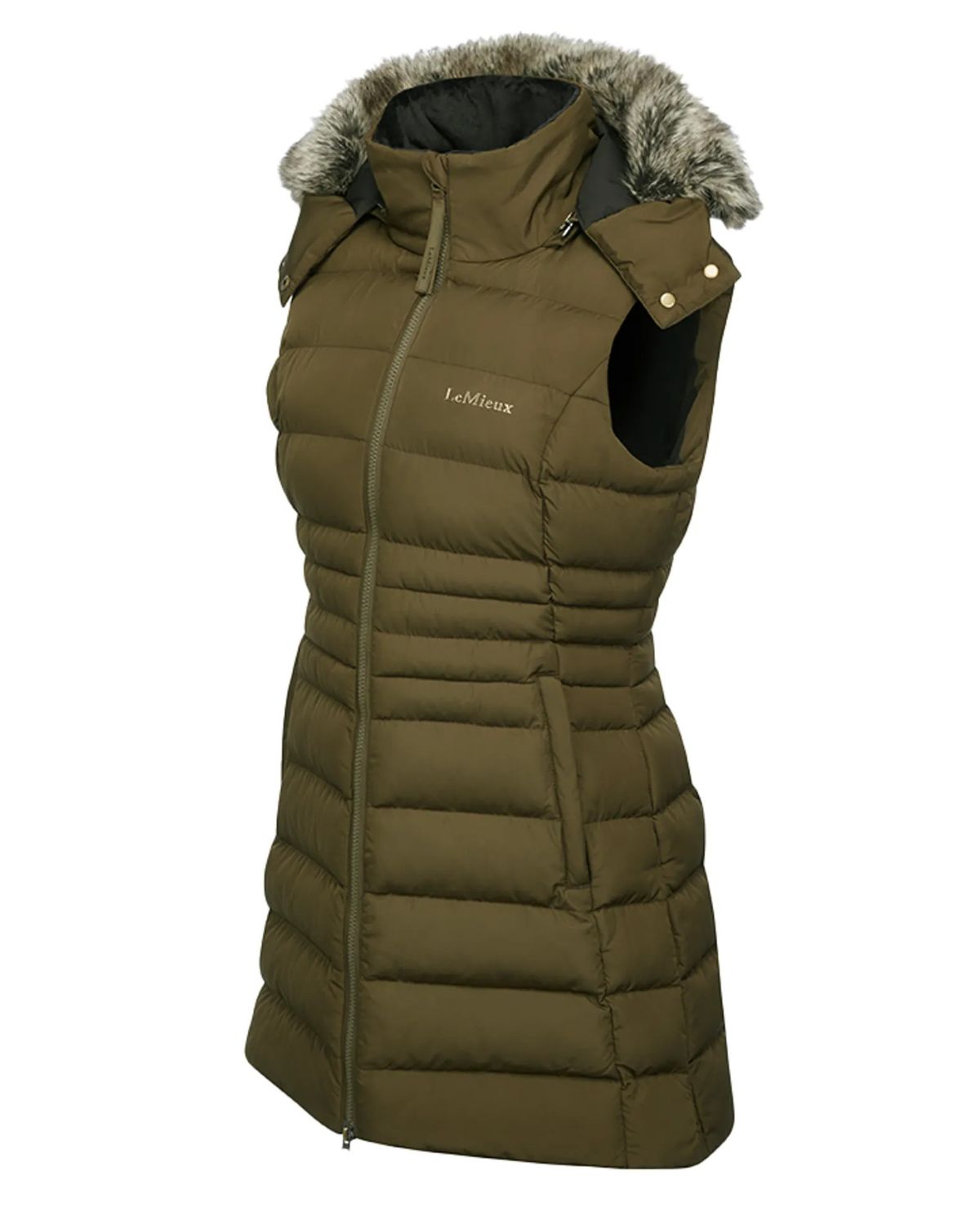 LEMIEUX HARPER Alpine Longline Puffer Gilet - Women's Equestrian Vest with Faux Fur Hood