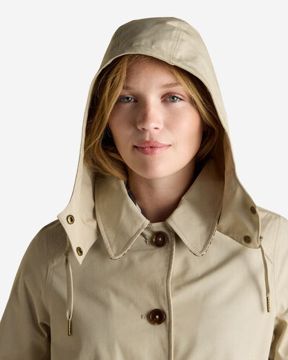 Joules Rainmore Neutral Waterproof Raincoat with Hood - Woman's Stylish Outdoor Jacket