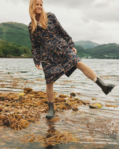 JOULES Oakfield Chocolate Brown Short Wellies for Women | Neoprene Lined Rubber Boots