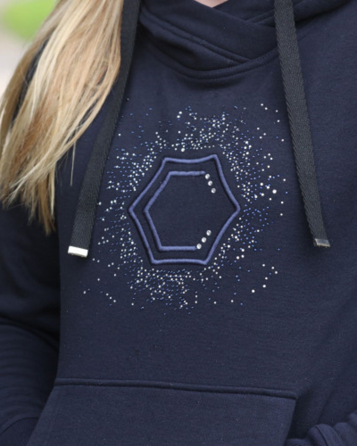 Coldstream Swanlaws Diamante Hoodie Navy | Equestrian Style, Soft Lining, Ribbed Cuffs