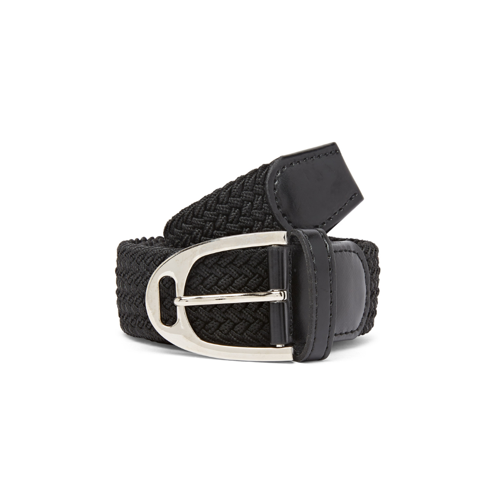 Cameo Core Belt Black: Equestrian Style Belt with Stirrup Buckle & Leather Chap. Adjustable Elastic Belt for Riding.