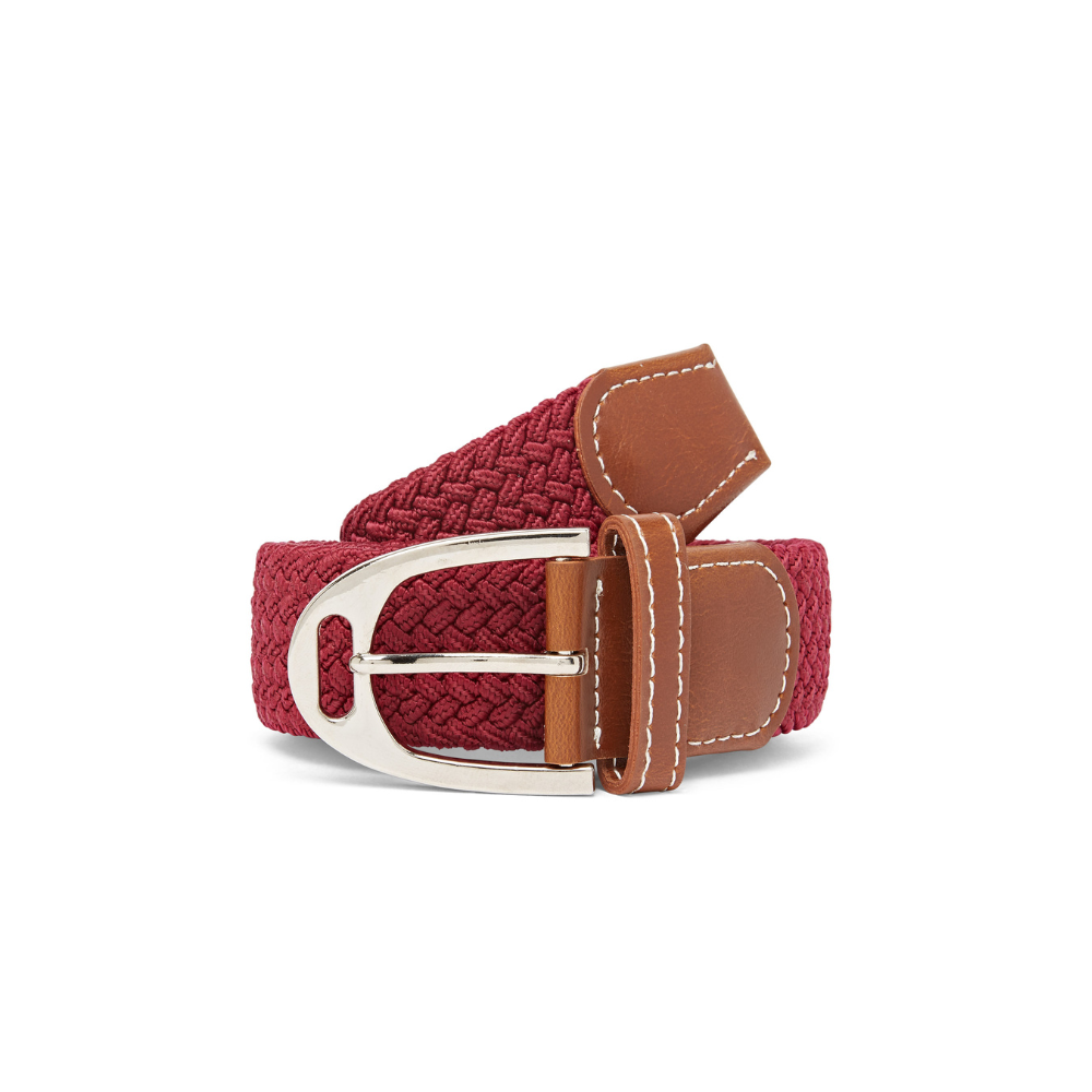 CAMEO CORE BELT PLUM - Equestrian Braided Belt with Leather and Stirrup Buckle for Riding Tights & Breeches