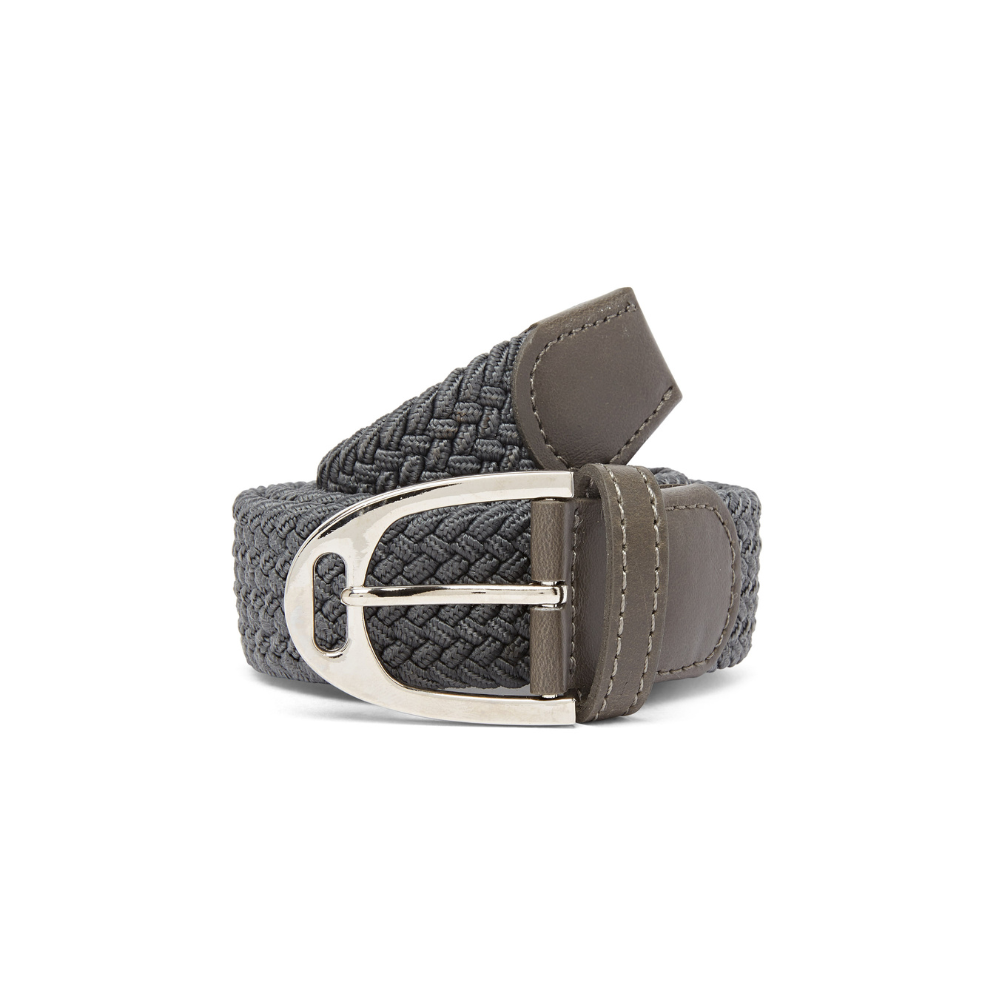 CAMEO CORE BELT GREY Equestrian Belt, Stirrup Buckle, Adjustable, Grey Braided Elastic Leather Chaps