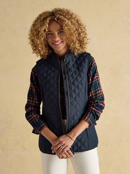 Joules Minx Showerproof Diamond Quilted Gilet Navy