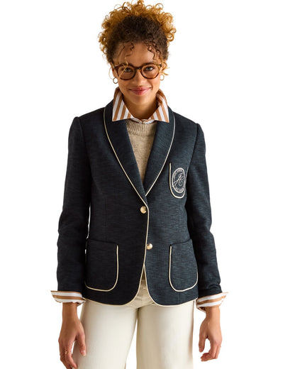 JOULES Hartley Navy Blazer: Shawl Collar, Country Club Style