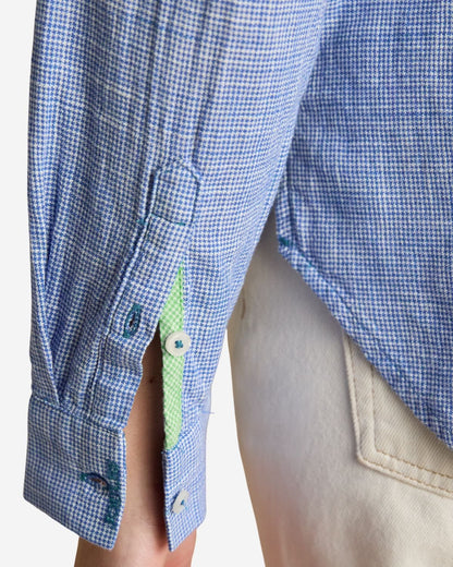 Joules Ida Blue Puppytooth Long Sleeve Cotton Shirt | Equiflair