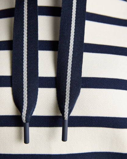 Joules Milbourne Cream & Navy Striped Cotton Blend Hoodie