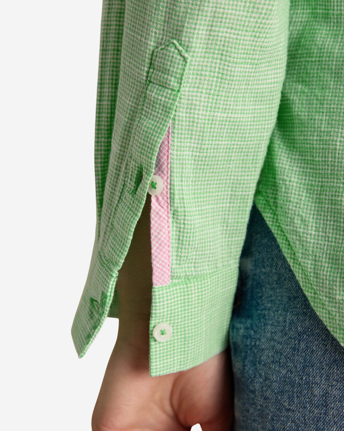 Joules Ida Green Puppytooth Long Sleeve Cotton Shirt | Equiflair