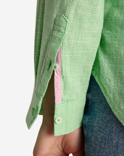 Joules Ida Green Puppytooth Long Sleeve Cotton Shirt | Equiflair