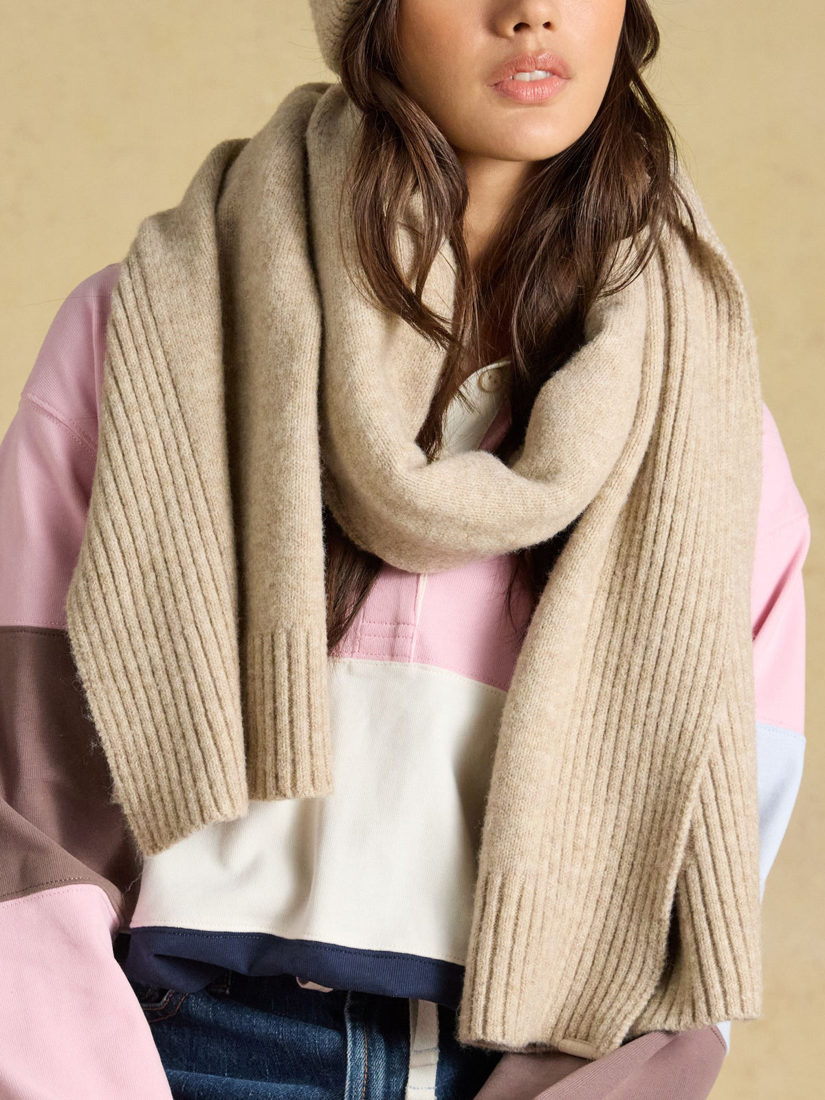 Women's Joules Oatmeal Fine Knit Scarf