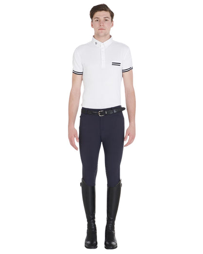 Equestro Men's Slim Fit Grip Breeches With Logo Navy Blazer