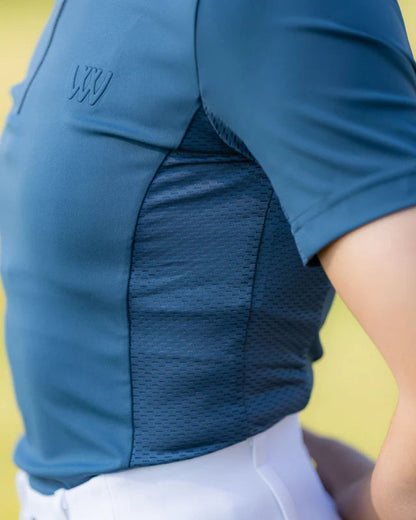 Woof Wear Short Sleeve Tech Riding Shirt - Petrol Blue. Equestrian Apparel, breathable, riding clothes.