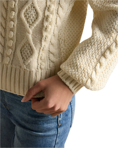 JOULES RAFFERTY Cream Cable Knit Cardigan - Women's Fashion Wool Blend with Raglan Sleeves and Button Fastening