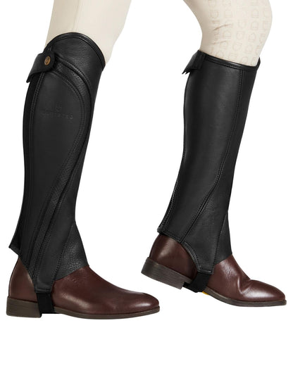 Equestro Unisex Gaiters Perforated Leather Maximum Comfort Black | Equiflair
