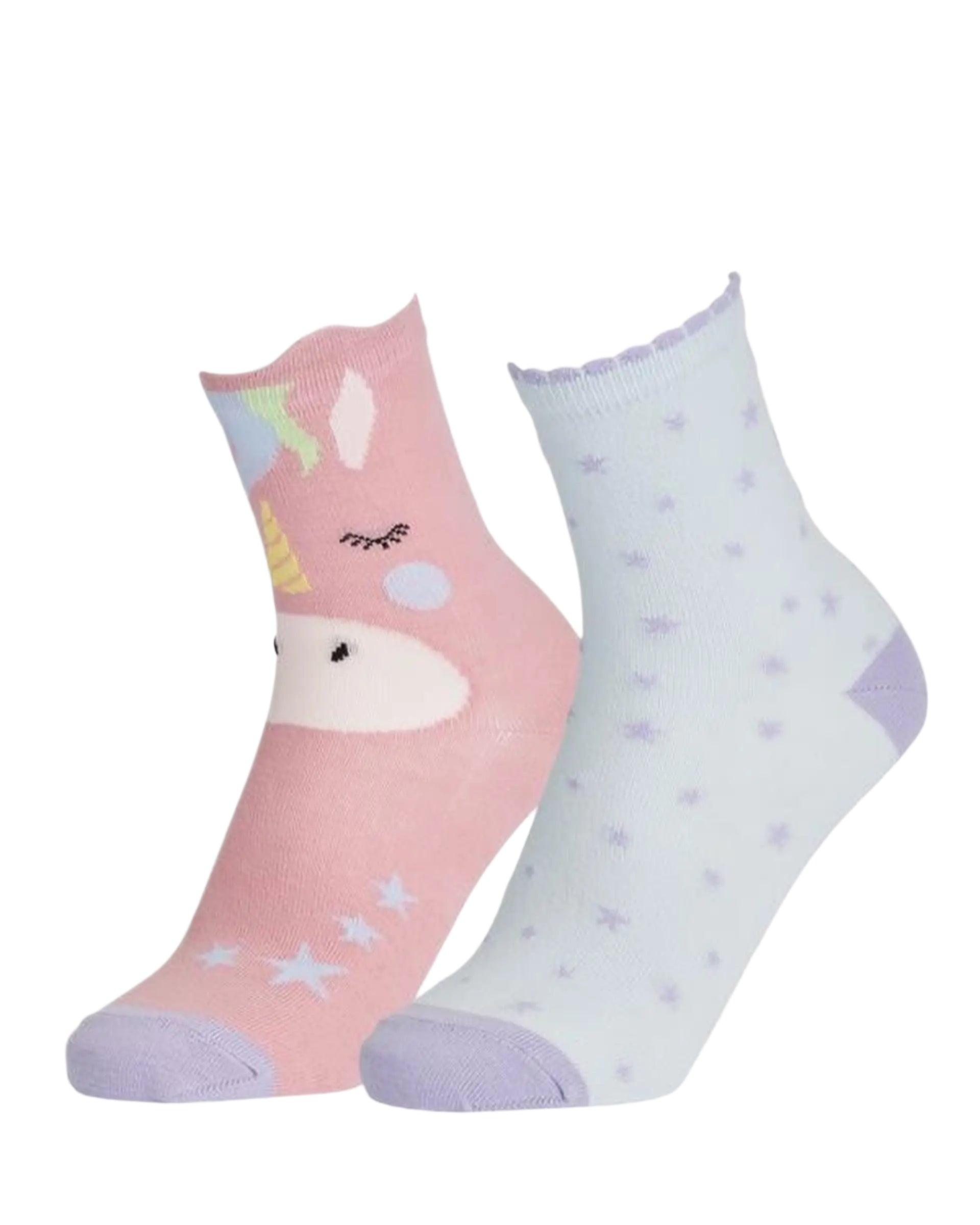 LEMIEUX Unicorn Socks for Kids - Cute Equestrian Style 2 Pack with Stars, Pink and Blue - Shop Now!