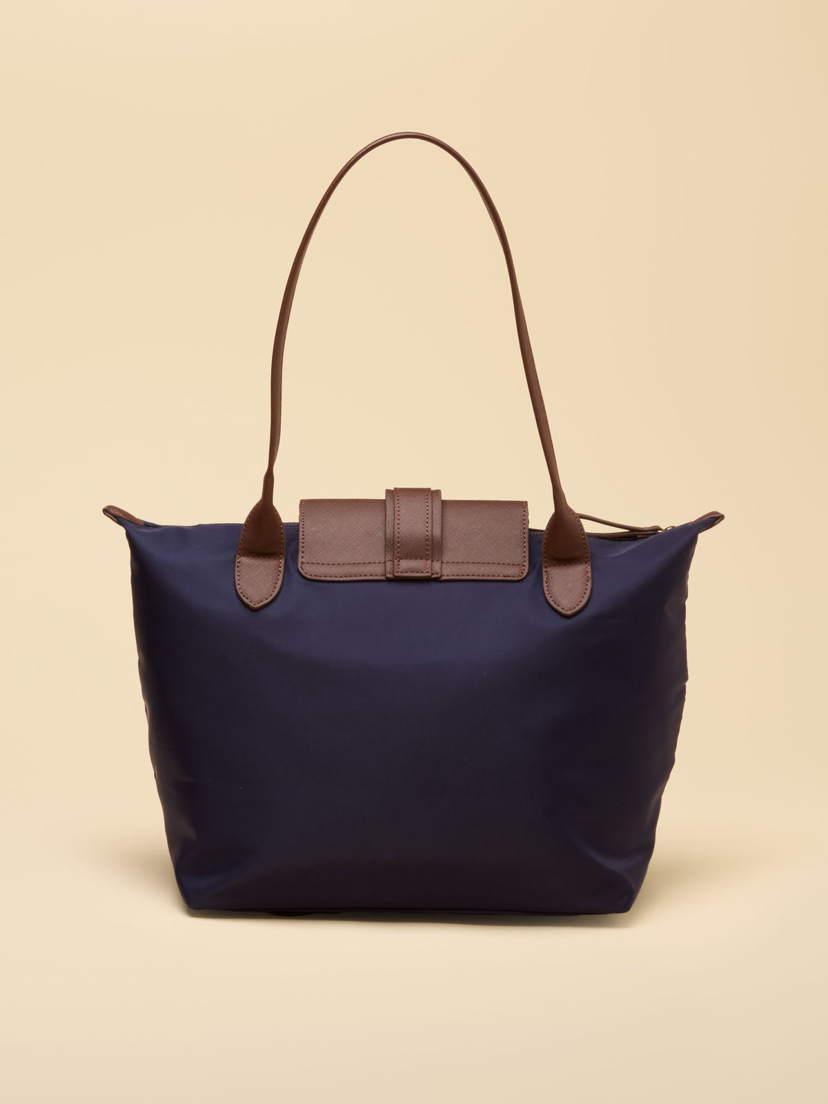 Women's Joules navy blue shopper bag, structured tote with zip top closure and metallic detail