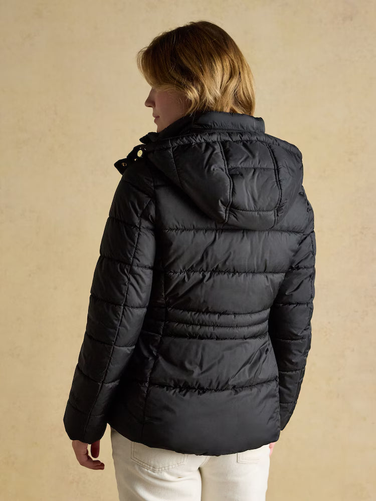 Joules Hadlow Black Showerproof Padded Coat with Hood