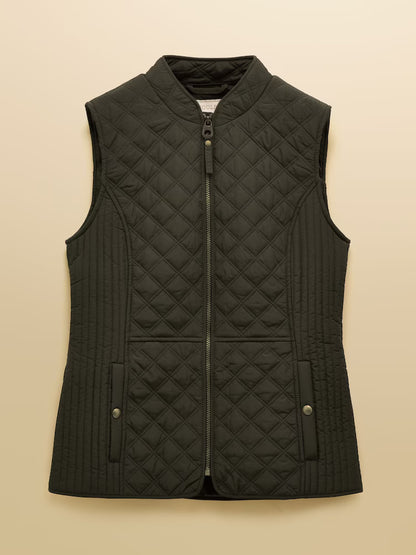 Joules Minx Khaki Green Showerproof Diamond Quilted Gilet