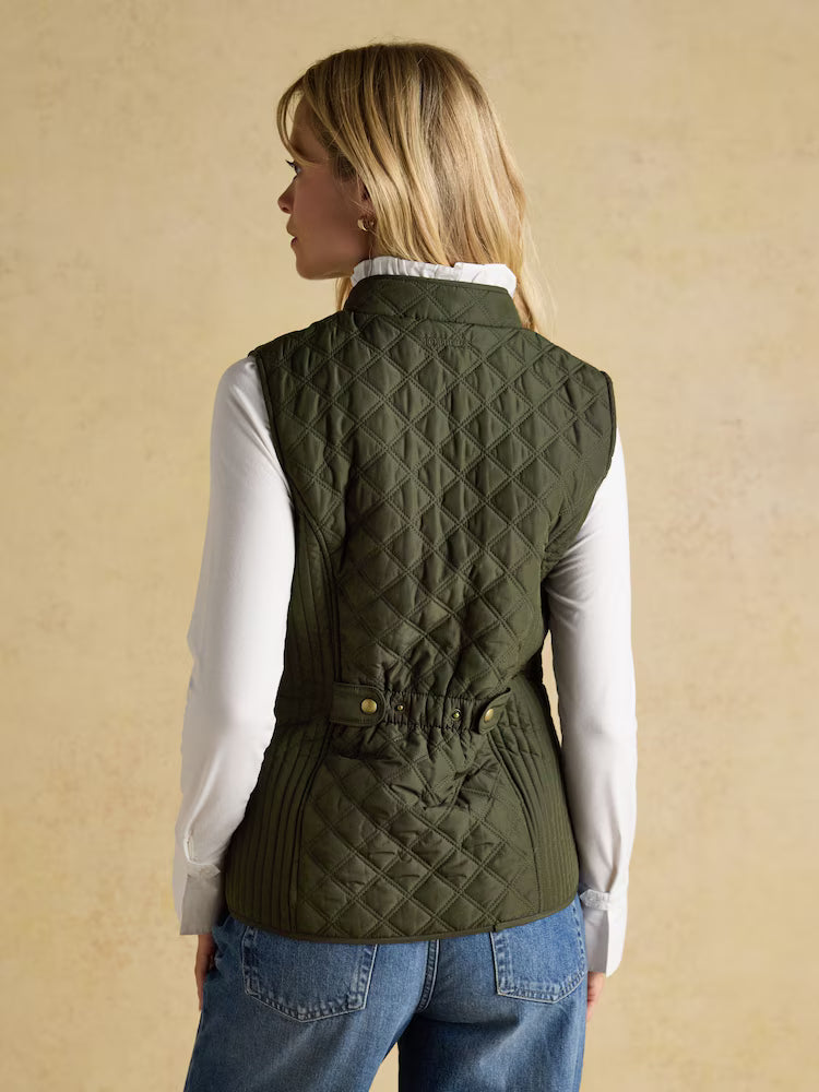 Joules Minx Khaki Green Showerproof Diamond Quilted Gilet