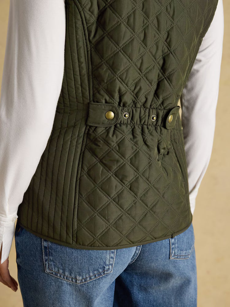 Joules Minx Khaki Green Showerproof Diamond Quilted Gilet