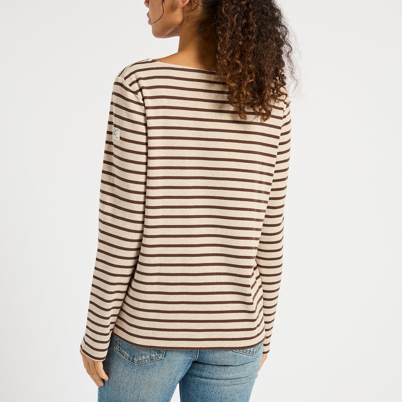 Joules Harbour Striped Top - Neutral & Brown Boat Neck, Long Sleeve Women's Fashion | Equiflair Saddlery