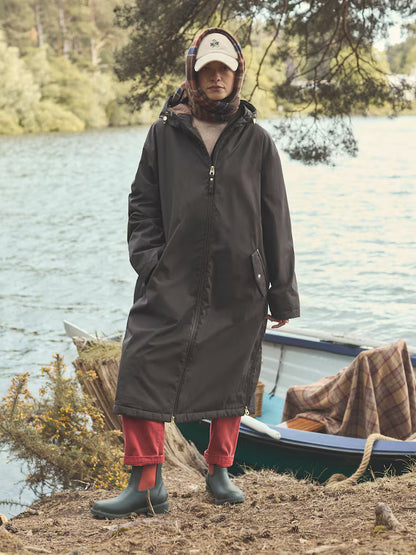 Joules Coverall Brown Oversized Fleece Lined Waterproof Coat