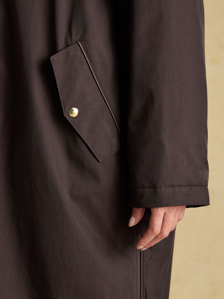 Joules Coverall Brown Oversized Fleece Lined Waterproof Coat