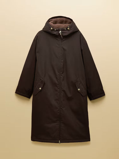 Joules Coverall Brown Oversized Fleece Lined Waterproof Coat