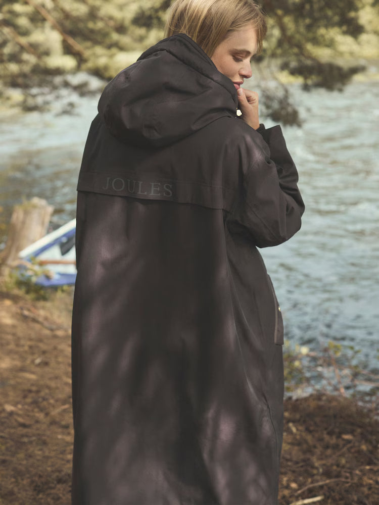 Joules Coverall Brown Oversized Fleece Lined Waterproof Coat