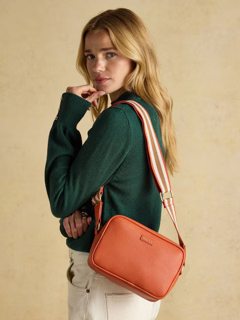 JOULES Trent Orange Cross Body Bag | Stylish Women's Orange Shoulder Bag with Striped Strap