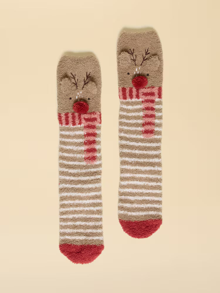 Joules Fluffy Reindeer Brown
