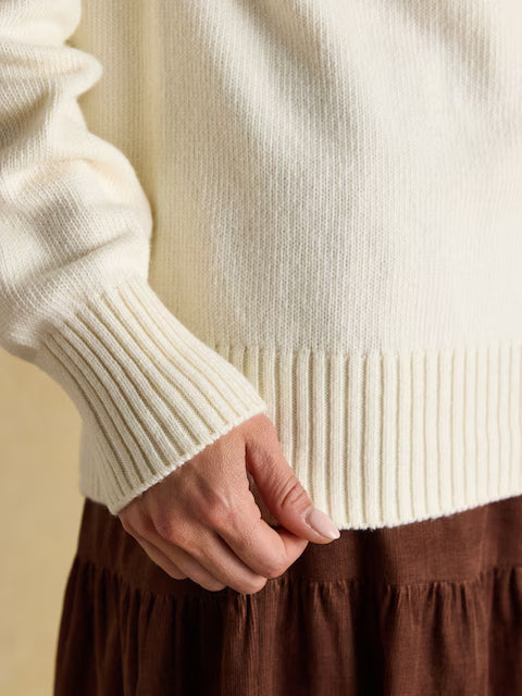 Joules Alba Cream Fairisle High Neck Cotton-Blend Jumper