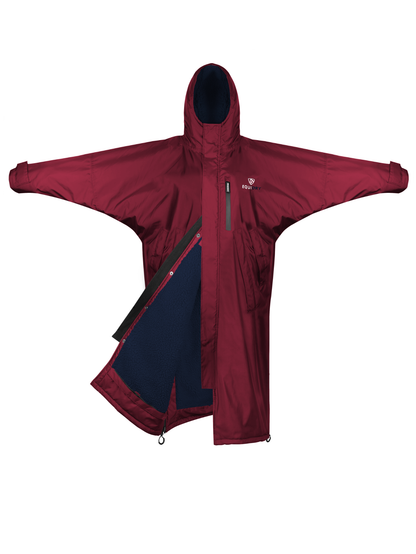 Equidry Women's Plum/Navy Waterproof Riding Coat | Fleece Lined & Long Length
