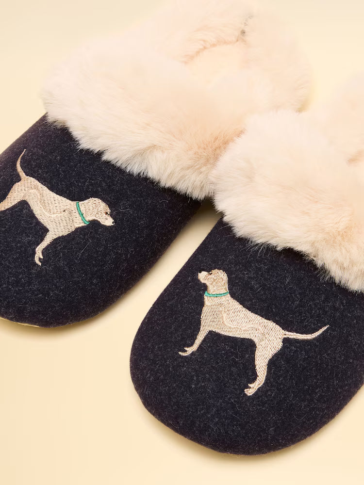 Joules Slippet Luxe Navy Dog Slippers