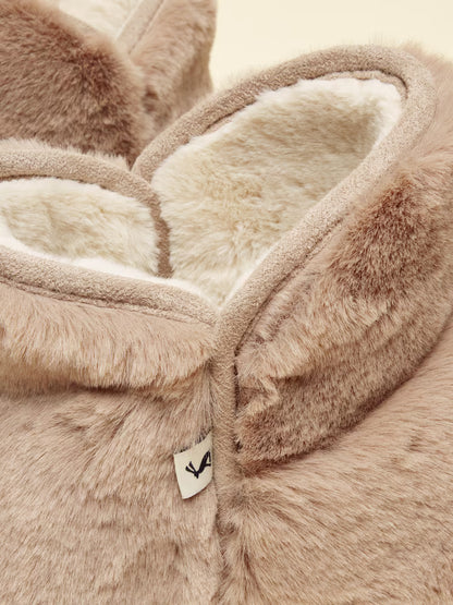 Joules Women's Cabin Luxe Mink Brown Faux Fur Slipper Boots