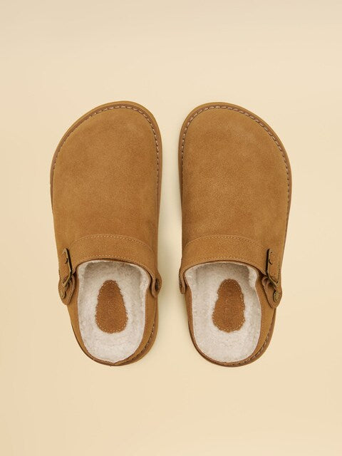 Joules Hampden Chestnut Brown Suede House Shoes with Buckle Strap - Equiflair Saddlery