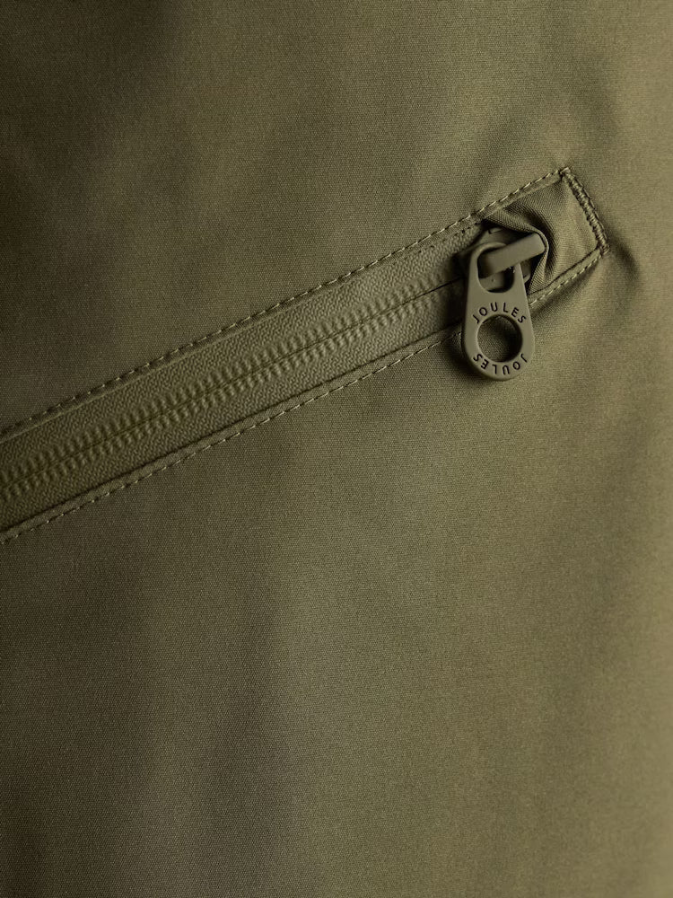 Joules Rainaway Khaki Green Lightweight Waterproof Longline Raincoat with Hood