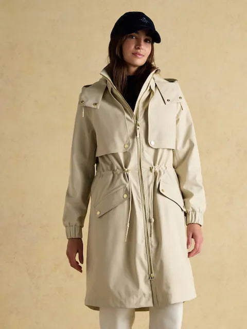 JOULES Elbridge Neutral Waterproof Coat with Hood, Women's Jacket, Casual Style