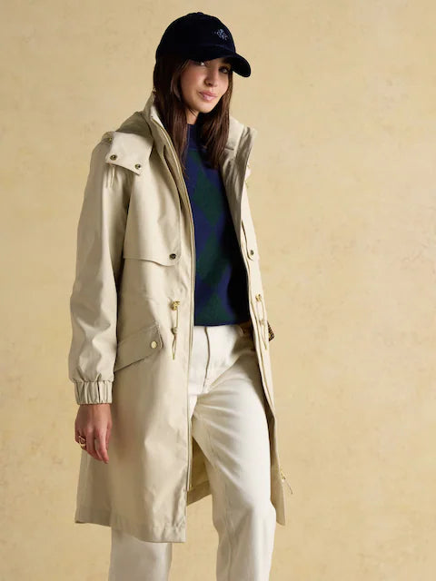 Joules Elbridge Waterproof Coat with Hood - Neutral Women's Rain Jacket
