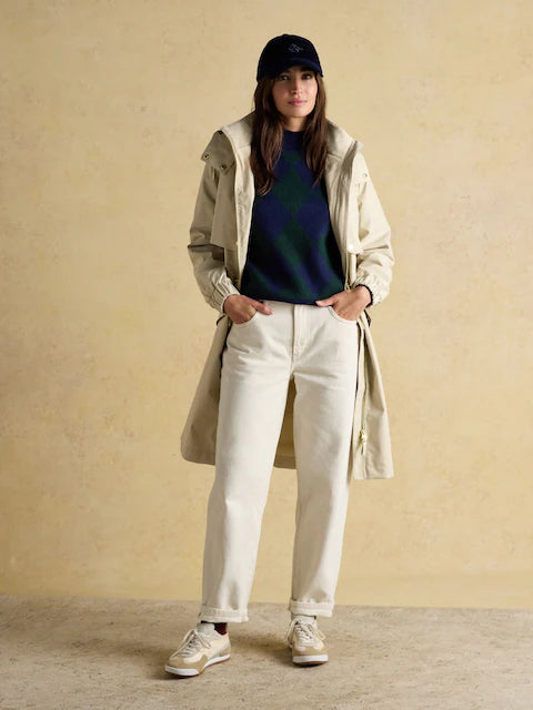 JOULES Elbridge Neutral Waterproof Coat with Hood: Stylish Outerwear for Women